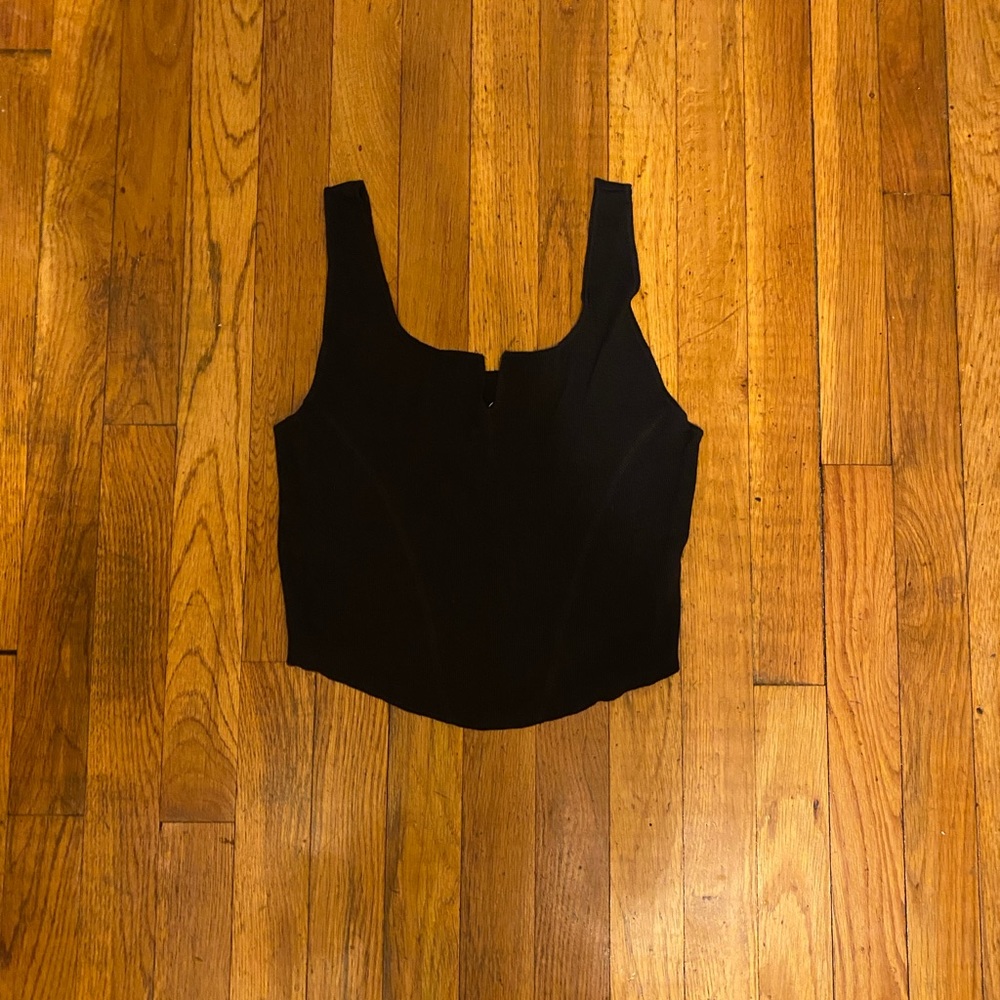 Black Notched Tank Top